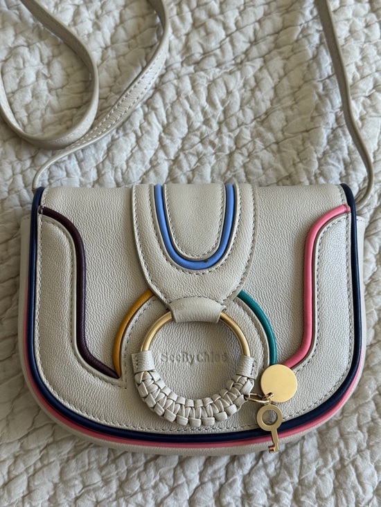See By Chloe Handbags - See By Chloe Ivory Crossbody with Multicolor Trim and Gold Ring